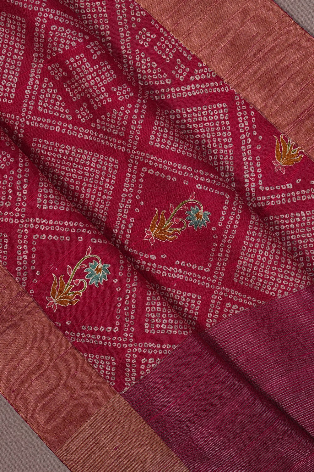 Image of Dupion Silk Red Saree