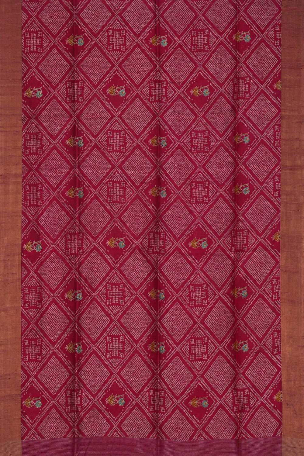 Image of Dupion Silk Red Saree