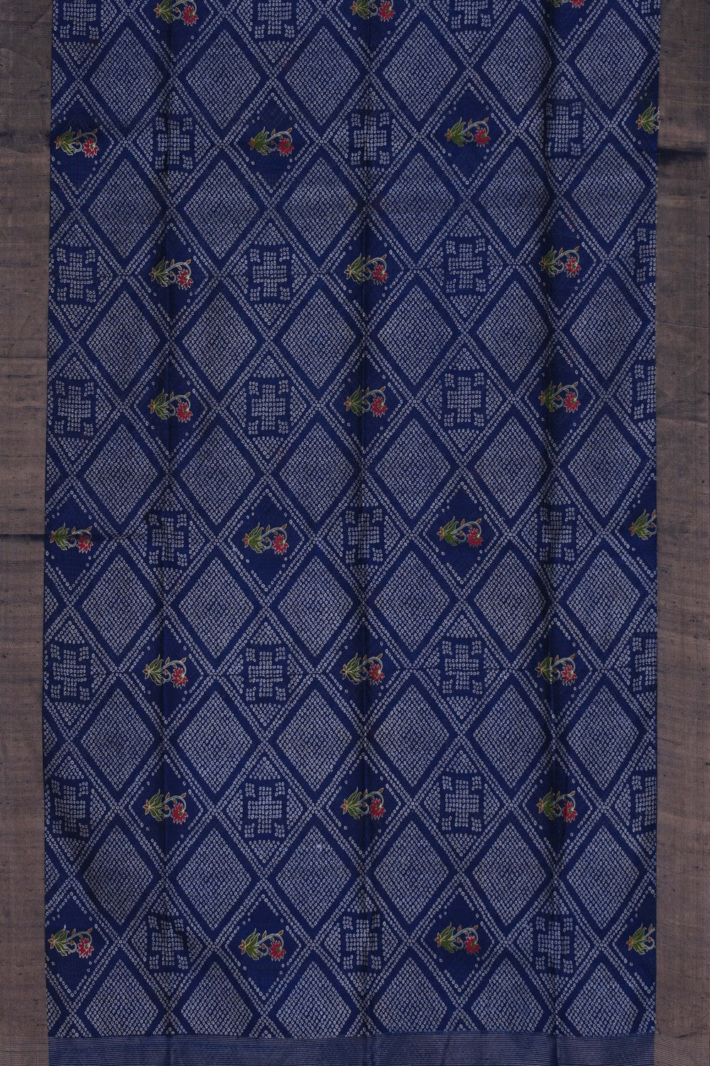 Image of Dupion Silk Navy Blue Saree