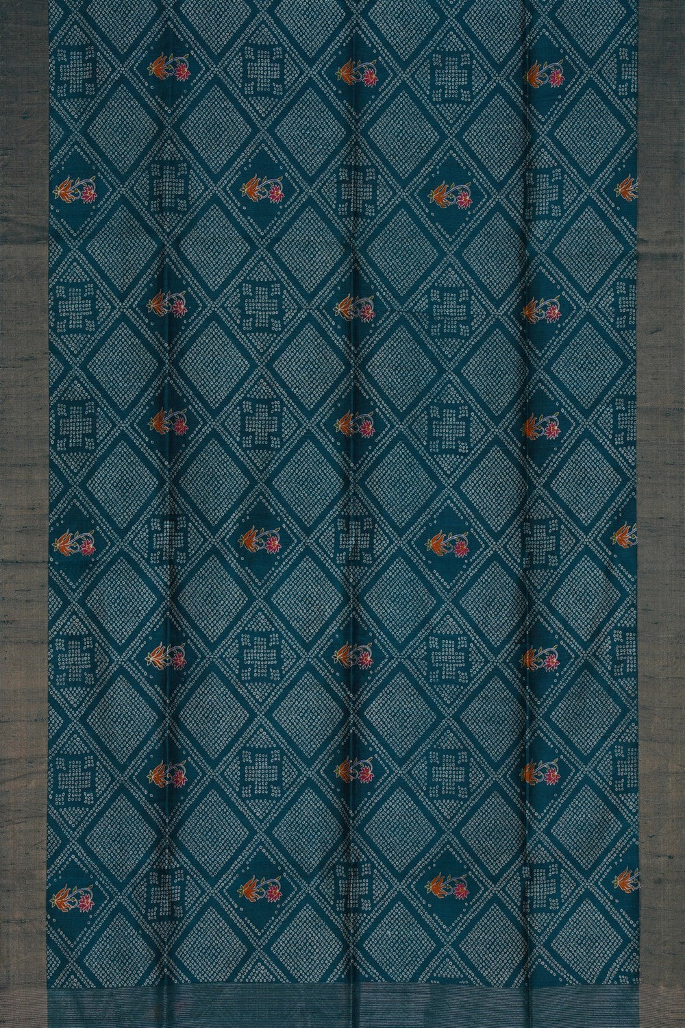 Image of Dupion Silk Teal-Blue Saree