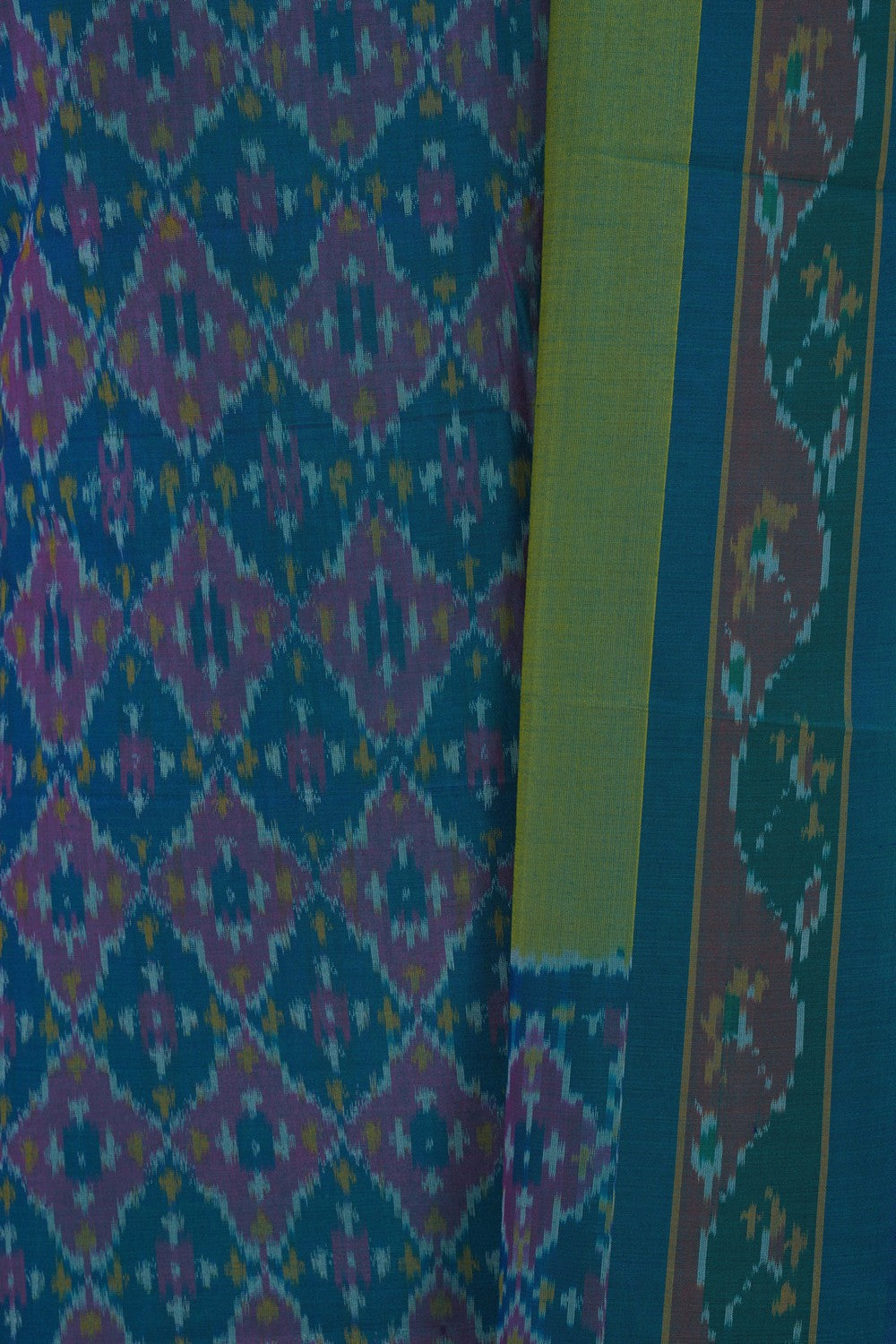 Image of Pochampally Ikat Unstitched Suit With Dupatta (3 Pcs Set)