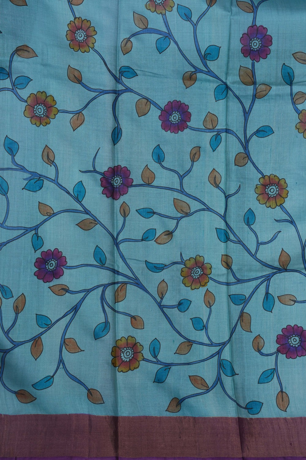 Image of A Beautiful Floral Printed Tussar Saree