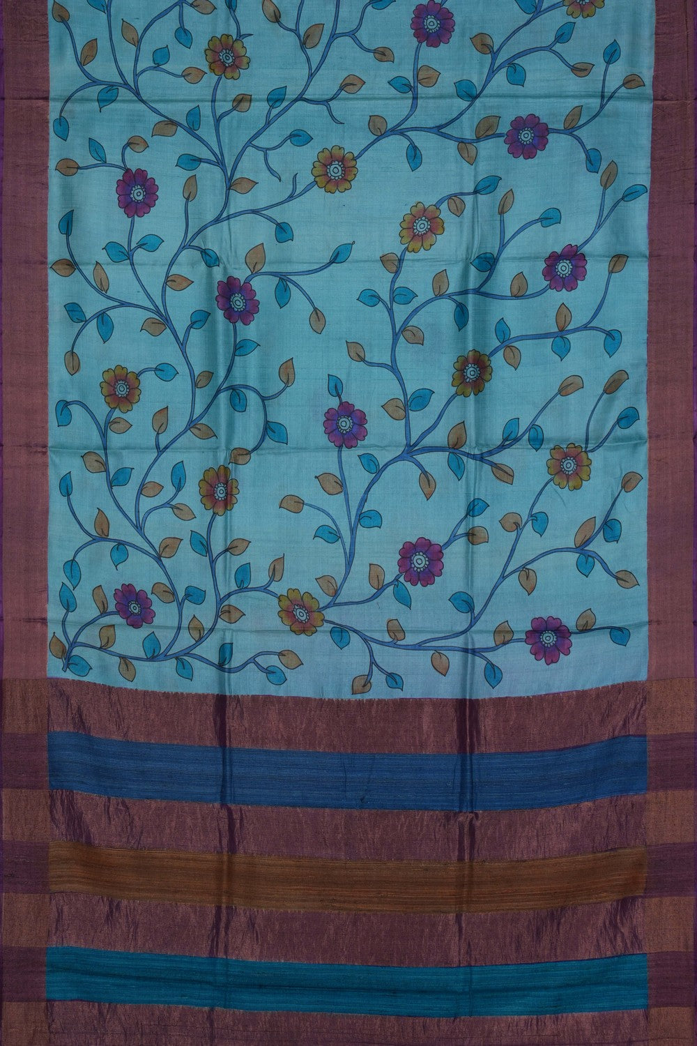 Image of A Beautiful Floral Printed Tussar Saree