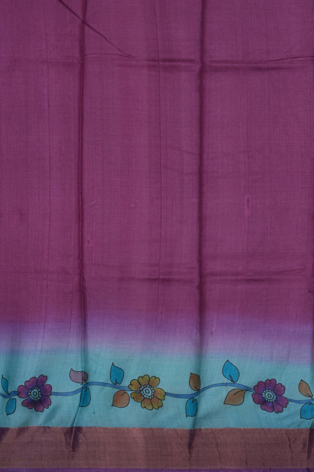 Image of A Beautiful Floral Printed Tussar Saree