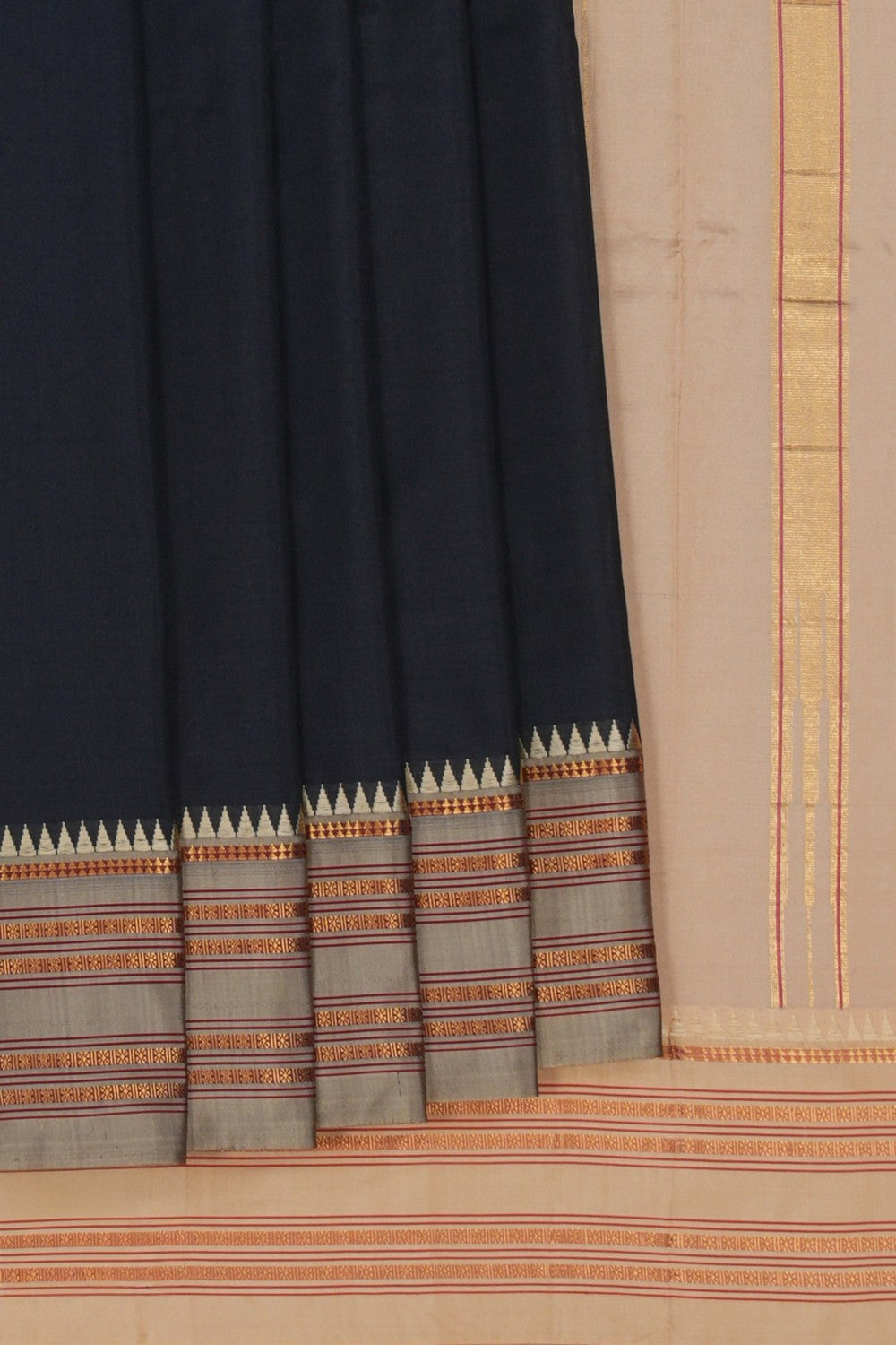 Image of Narayanpet Pure Silk Black Saree