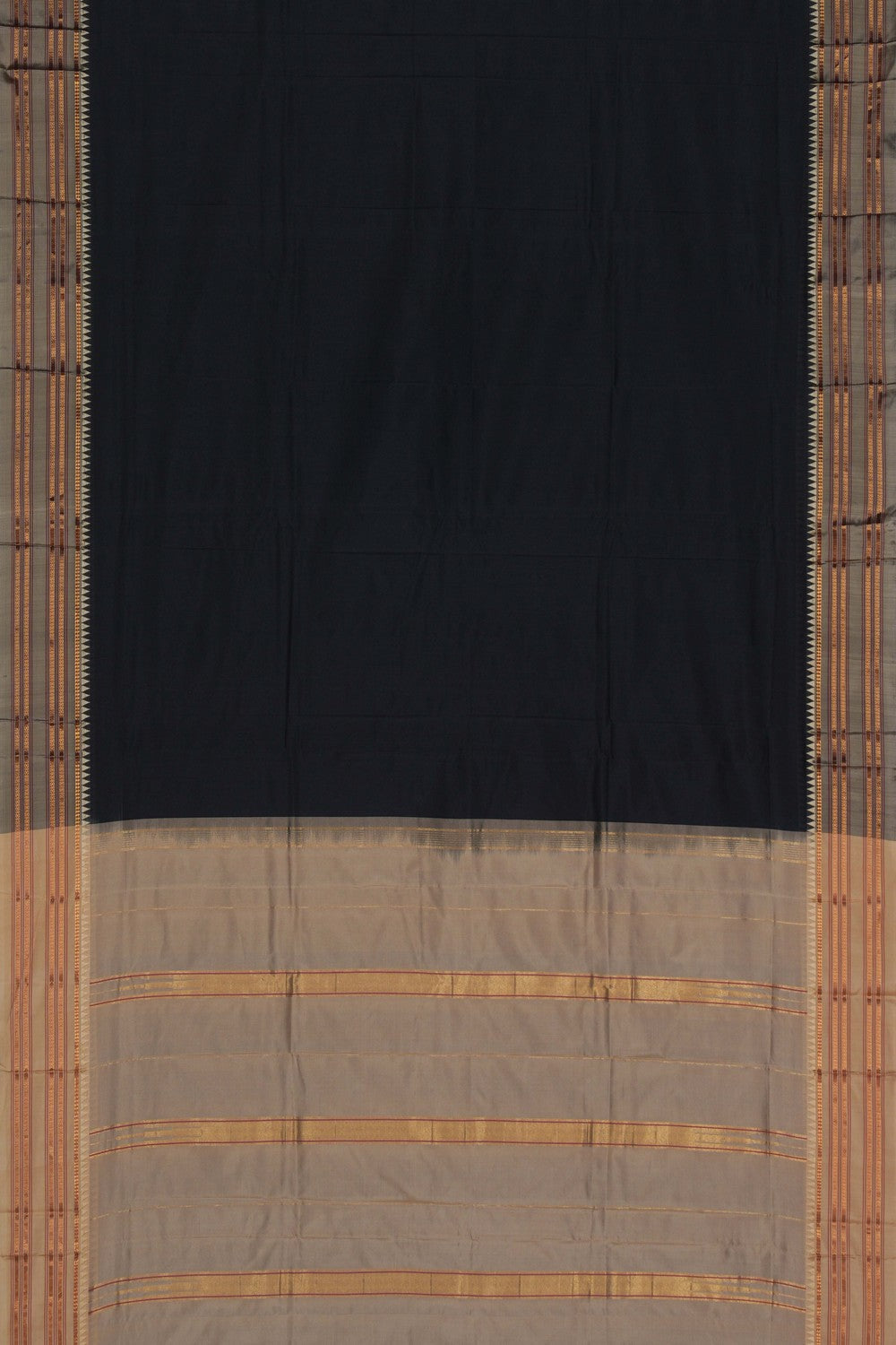 Image of Narayanpet Pure Silk Black Saree