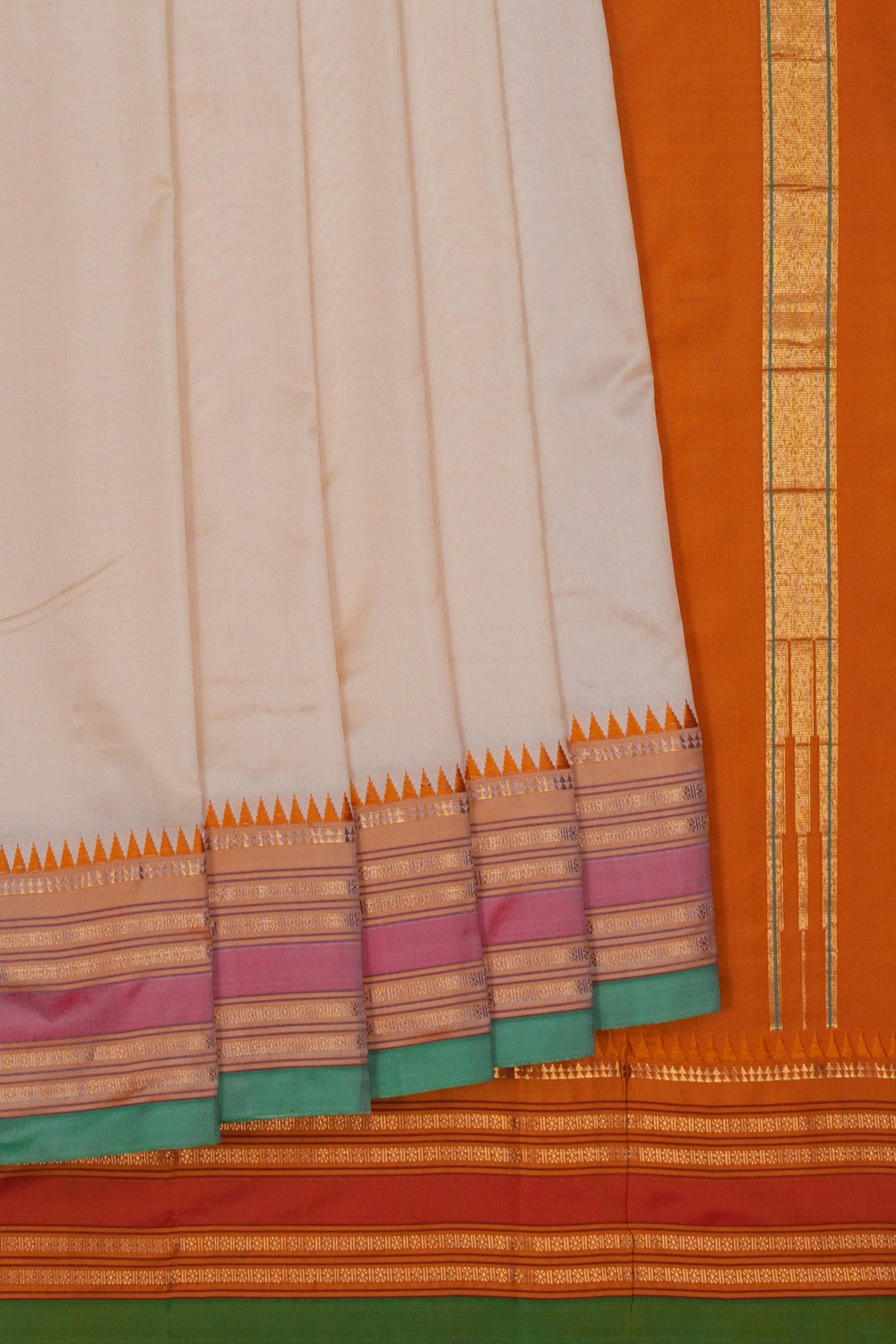 Image of Narayanpet Silk Off-White Saree
