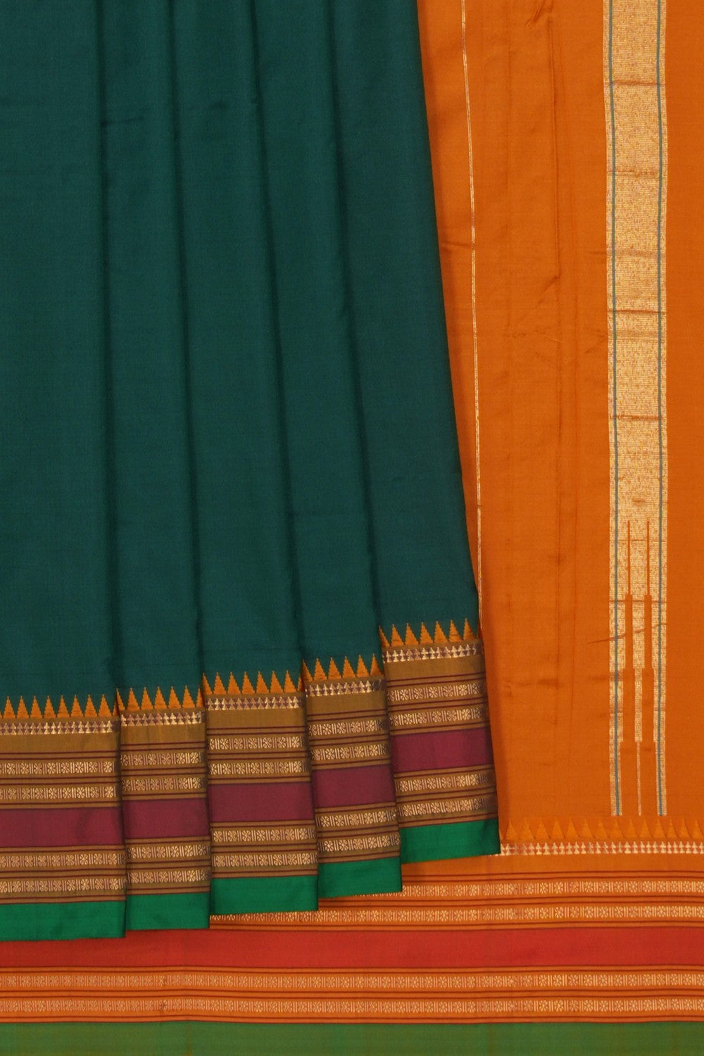 Image of Narayanpet Pure Silk Green Saree