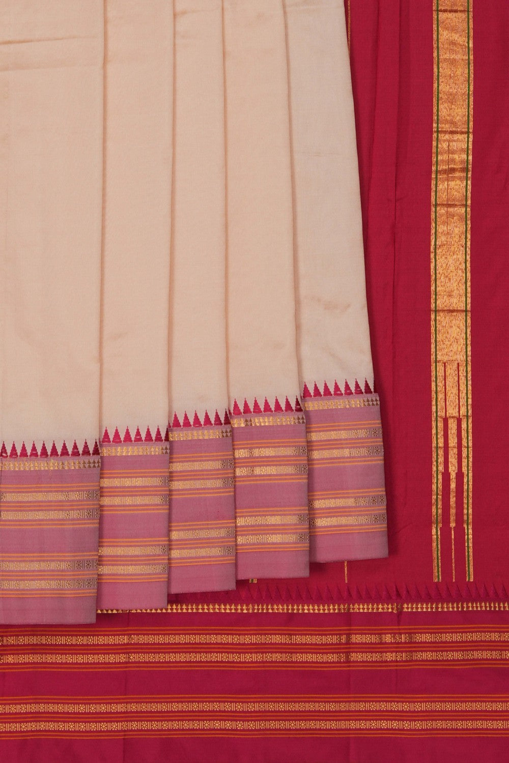 Image of Off-White Narayanpet Silk Saree