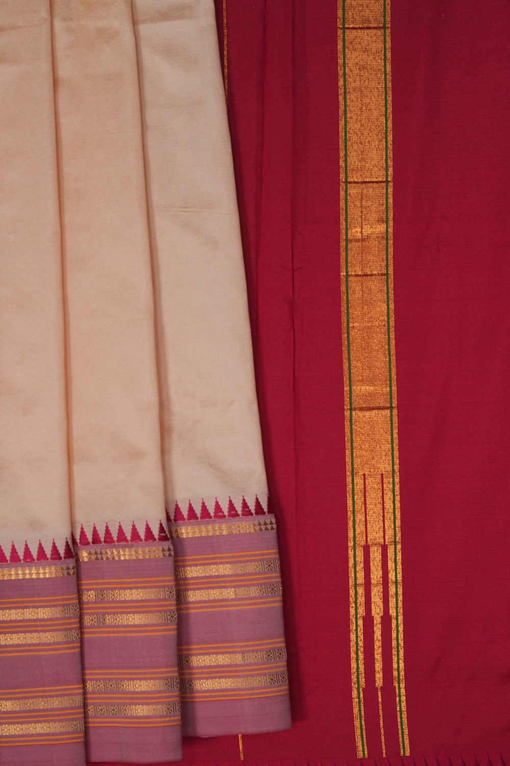 Image of Off-White Narayanpet Silk Saree