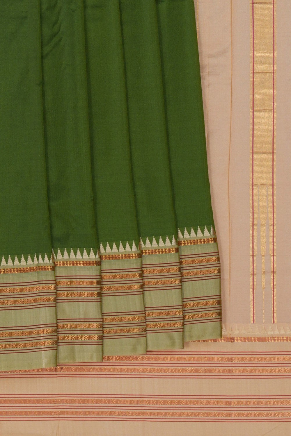 Image of Narayanpet Pure Silk Green Saree