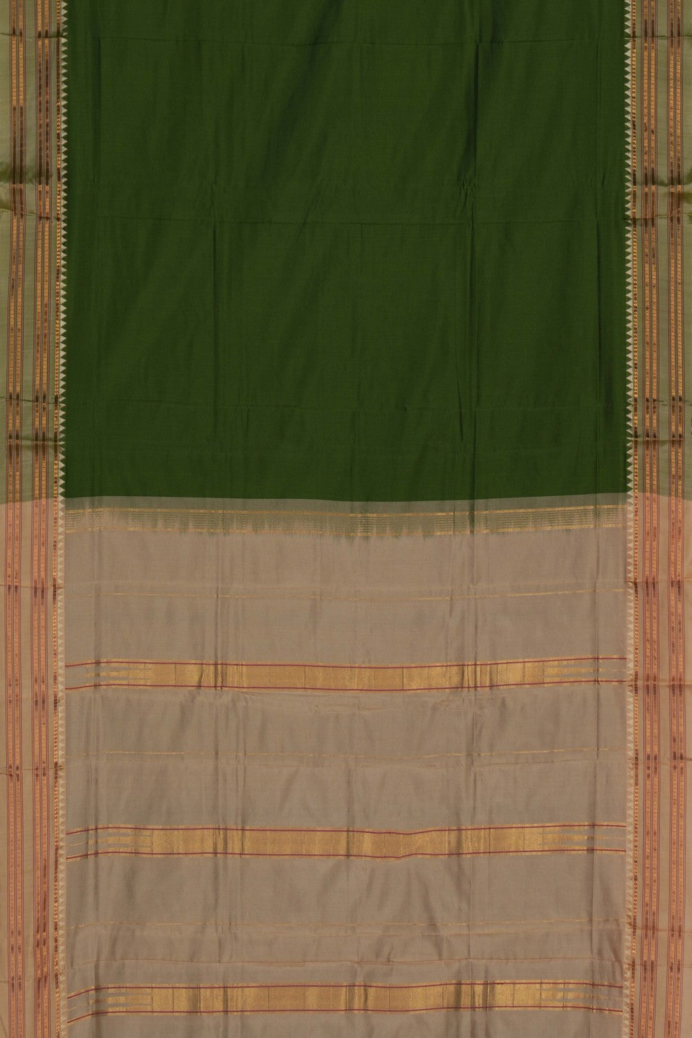 Image of Narayanpet Pure Silk Green Saree