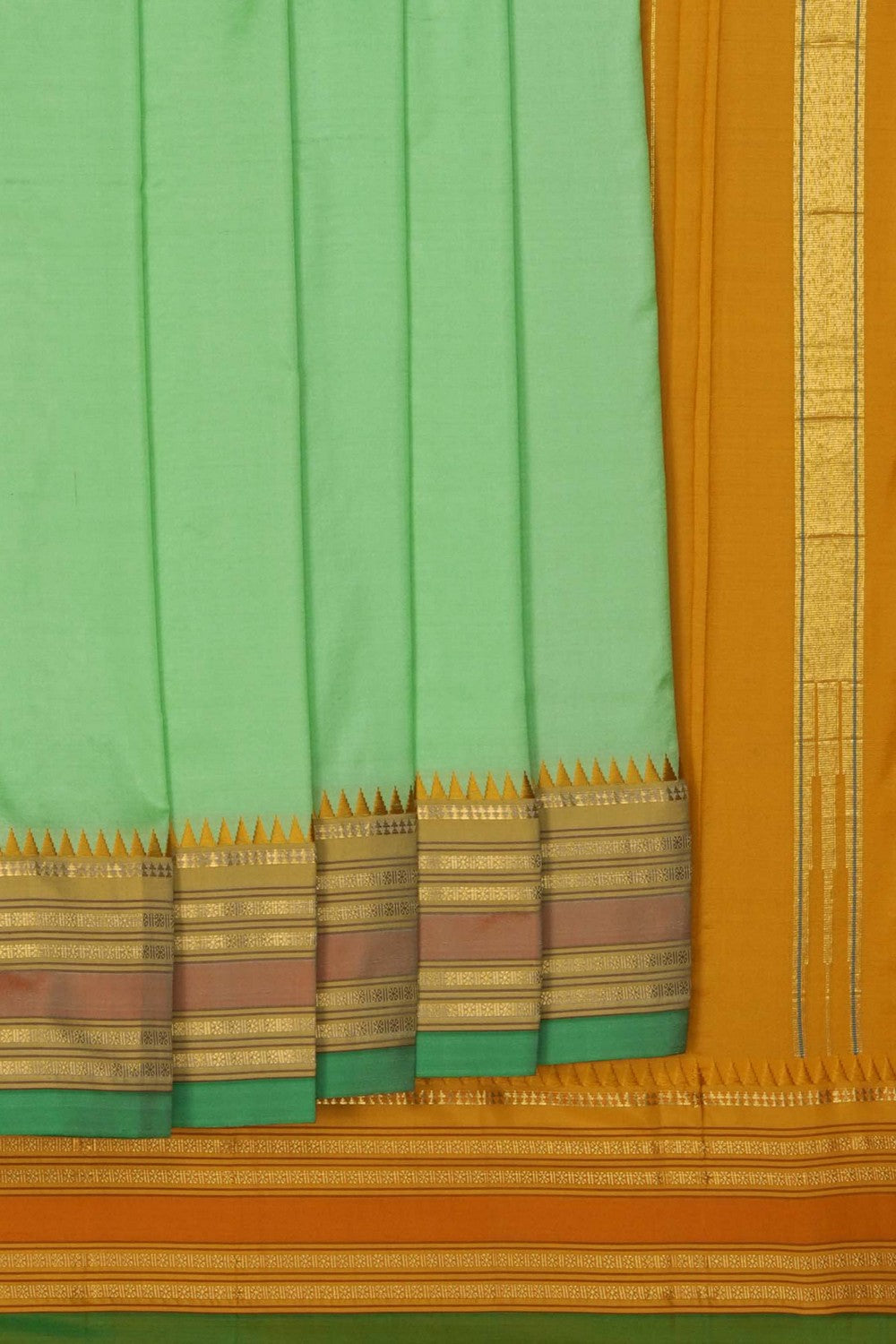 Image of Mint Green Narayanpet Silk Saree