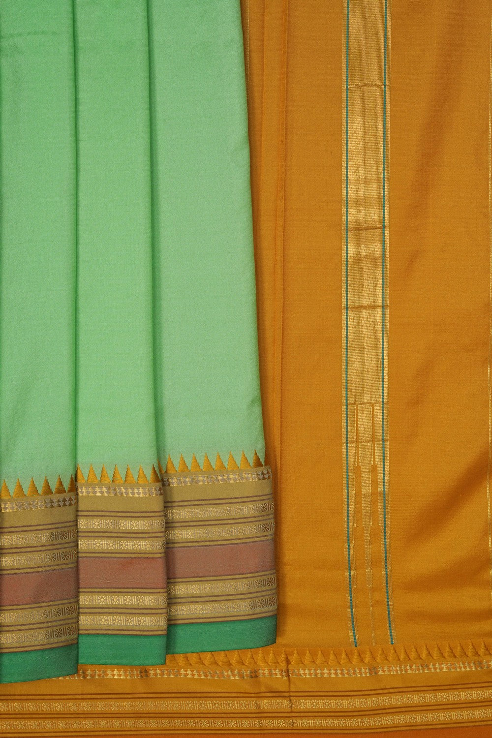Image of Mint Green Narayanpet Silk Saree