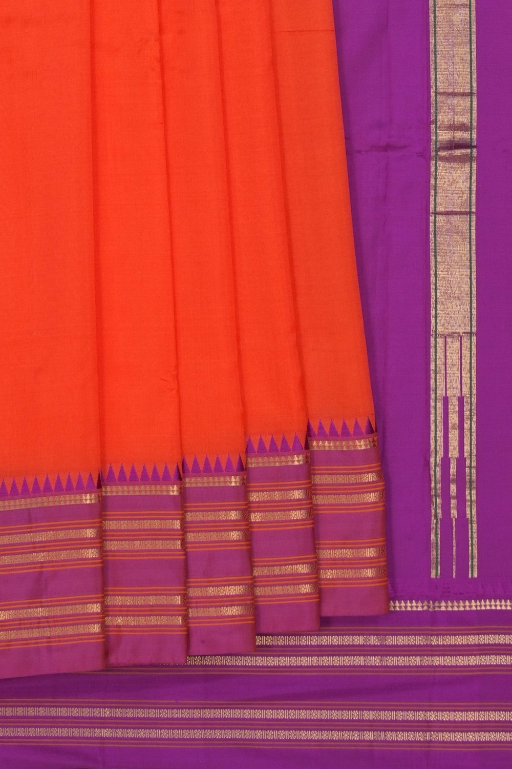 Image of Narayanpet Pure Silk Orange Saree