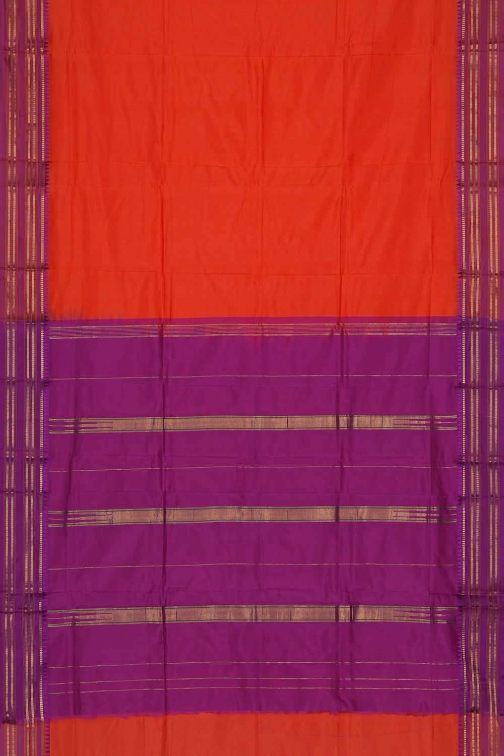 Image of Narayanpet Pure Silk Orange Saree
