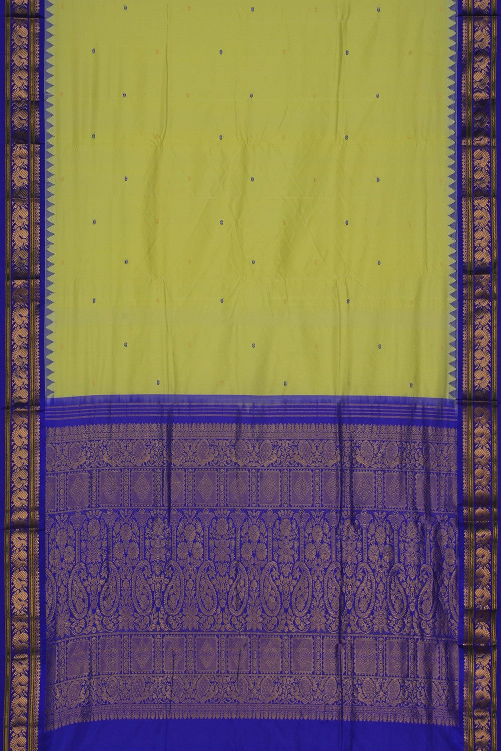 Image of Narayanpet Pure Silk Spring Green Saree