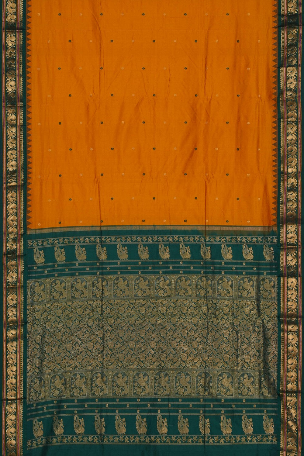 Image of Narayanpet Pure Silk Orange Saree