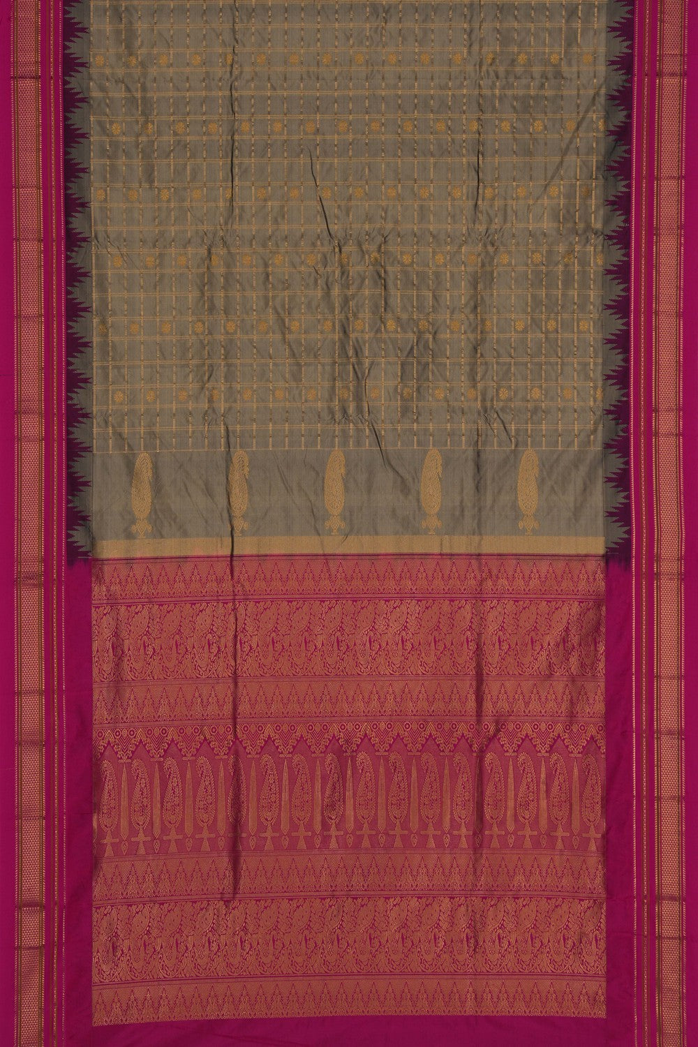 Image of Narayanpet Pure Silk Green Saree