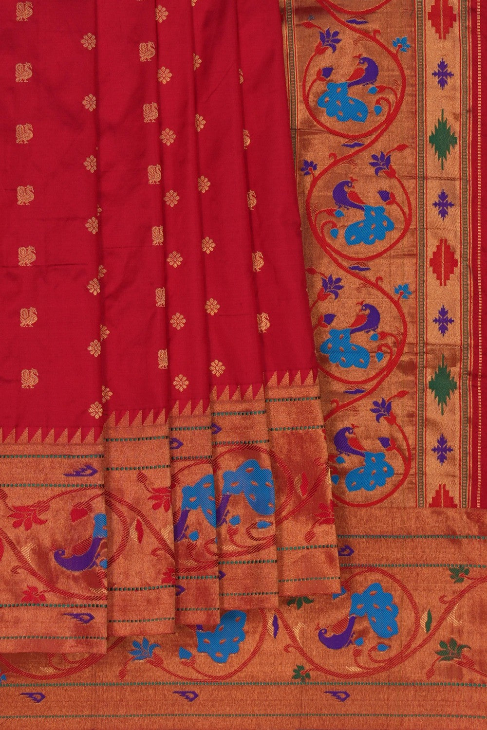 Image of Paithani Silk Red Saree