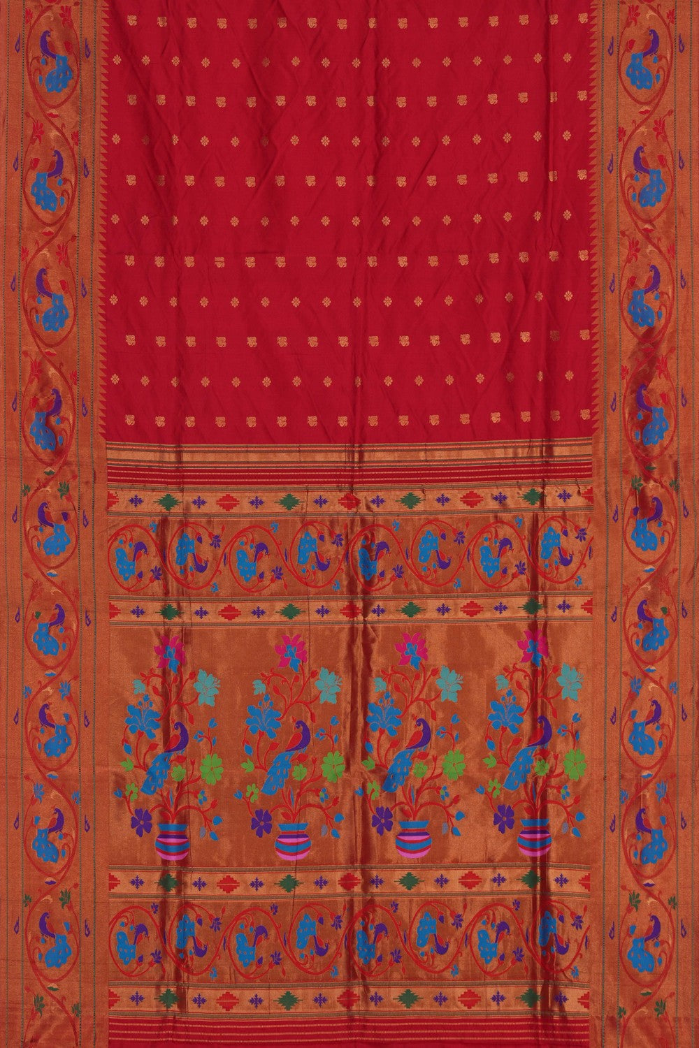 Image of Paithani Silk Red Saree