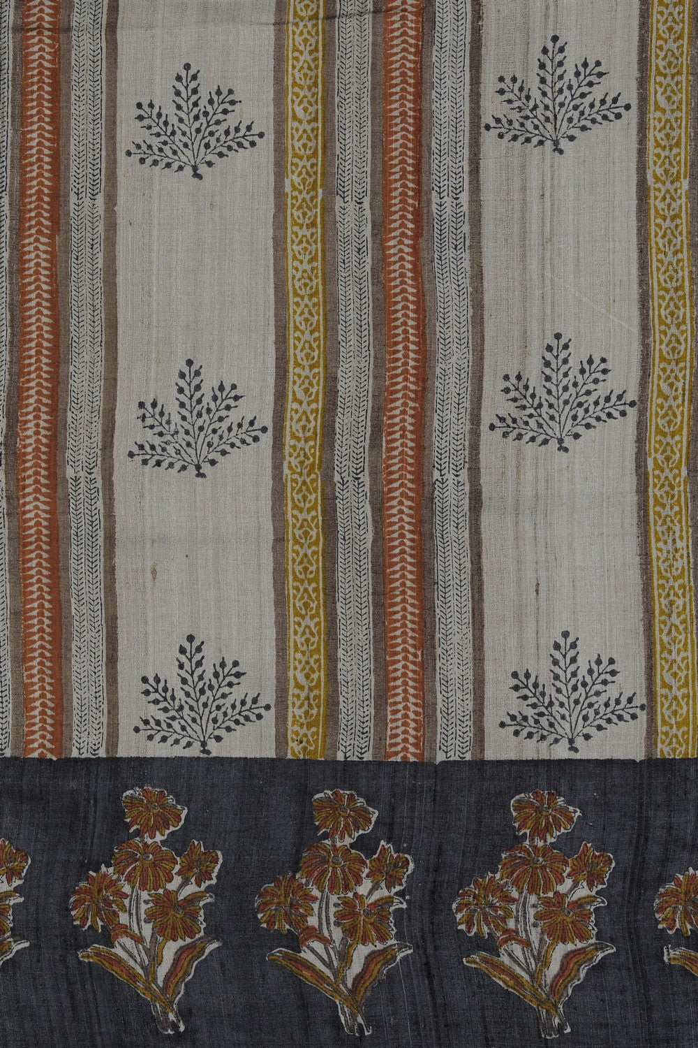 Image of Tussar Silk Off-White Saree