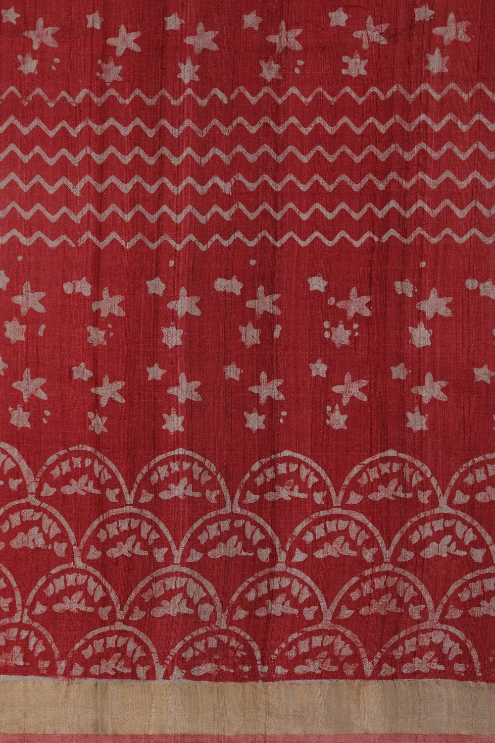 Image of Tussar Silk Red Saree