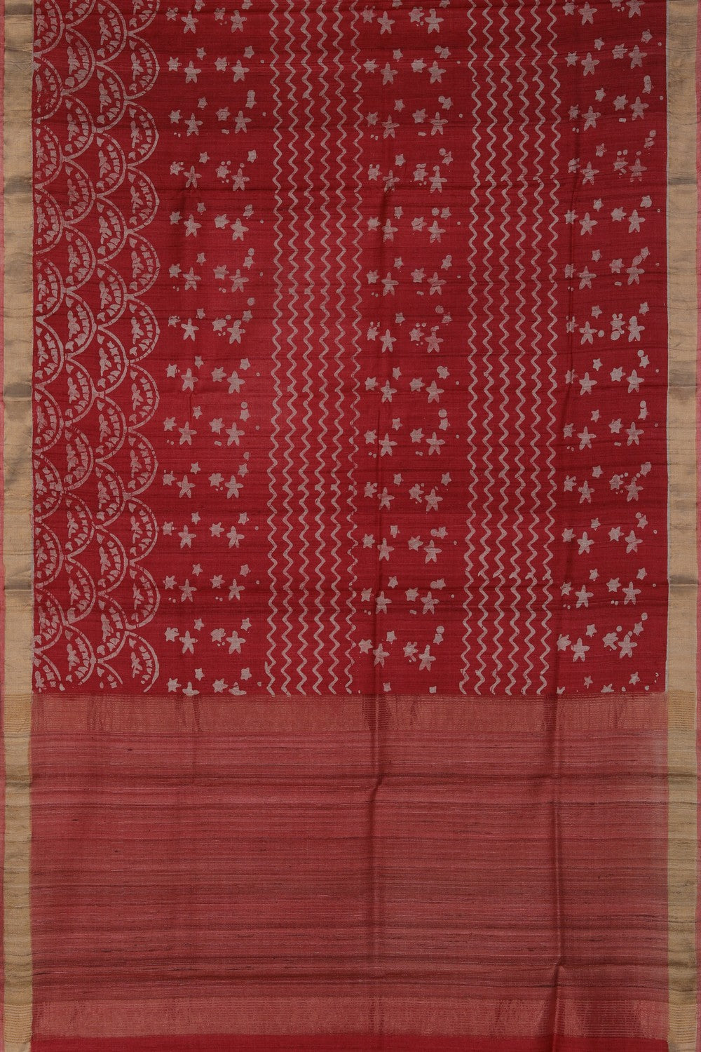 Image of Tussar Silk Red Saree