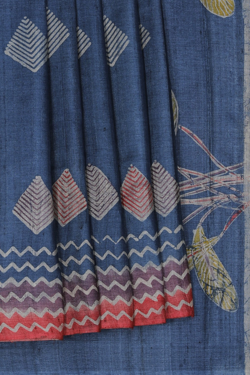 Image of Tussar Silk Blue Saree