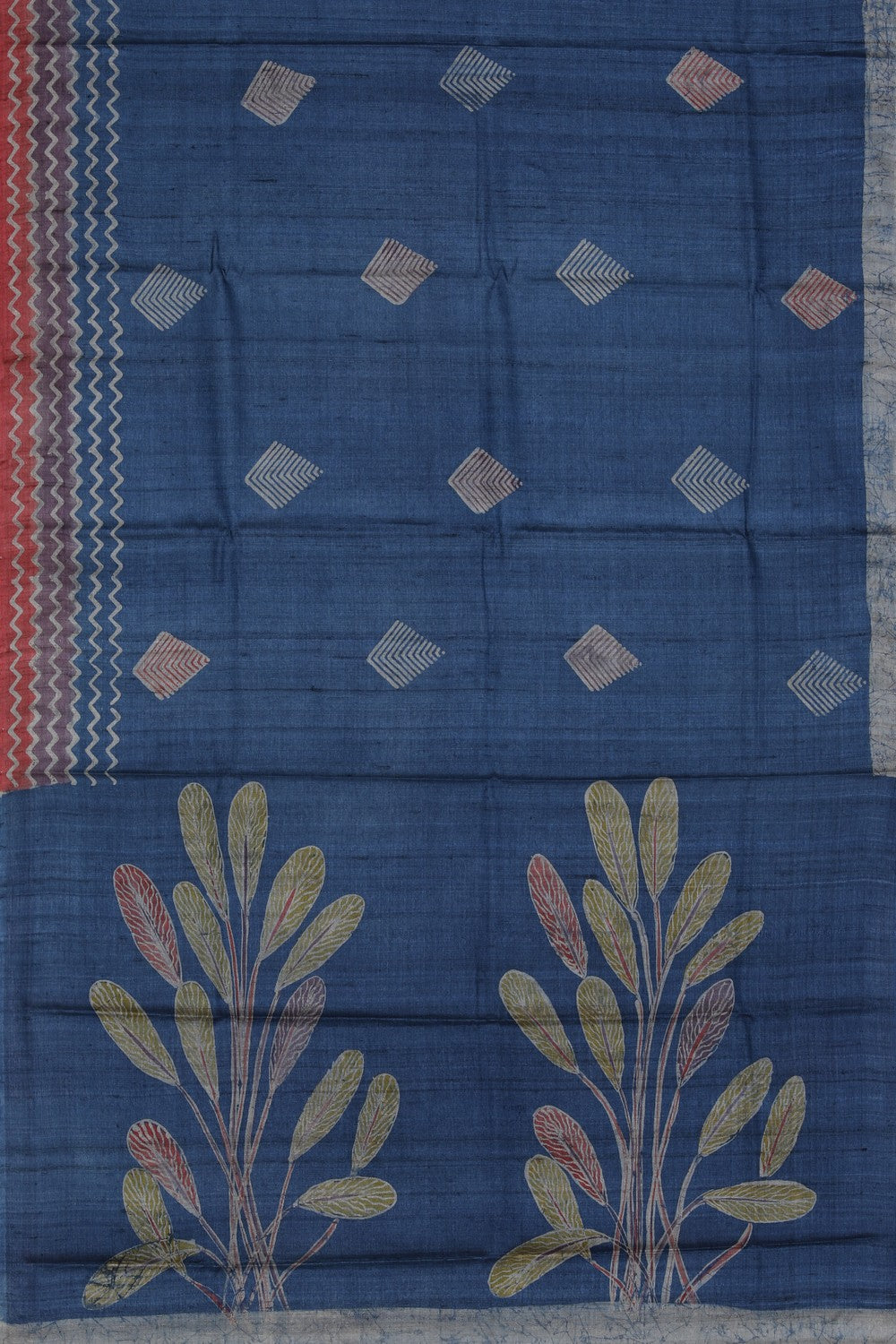 Image of Tussar Silk Blue Saree