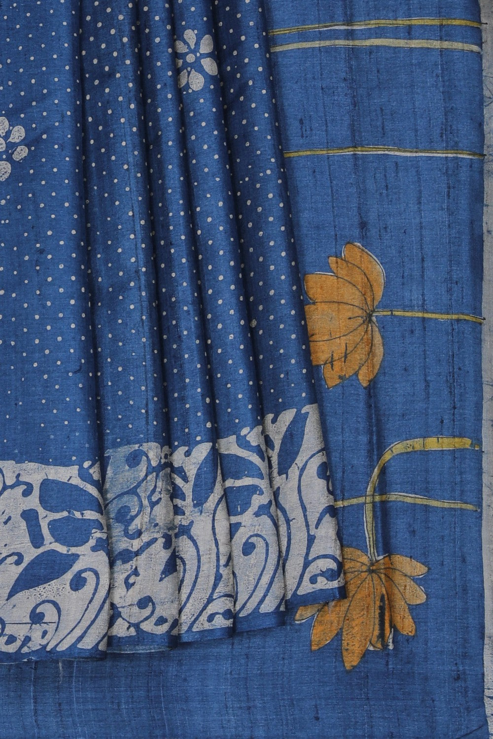 Image of Tussar Silk Blue Saree