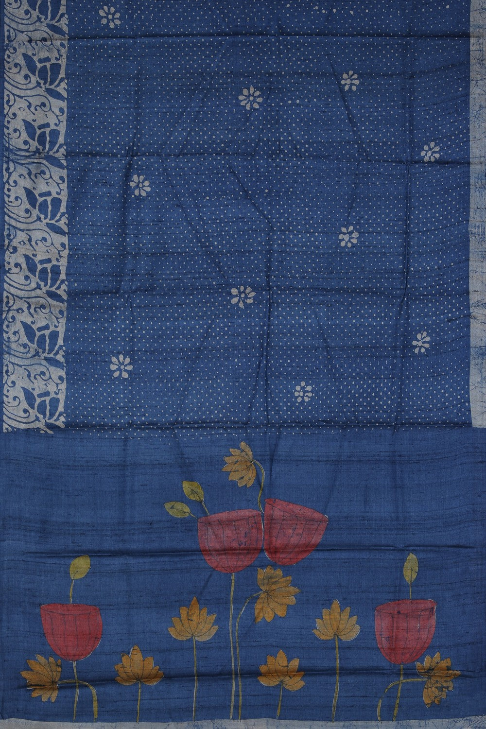 Image of Tussar Silk Blue Saree