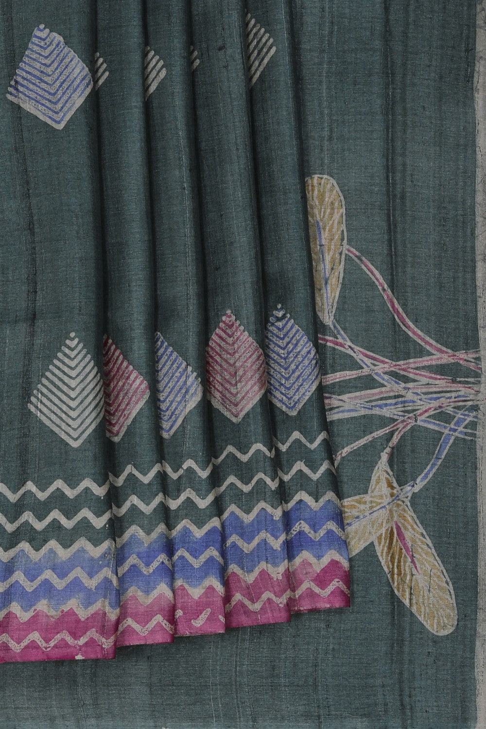 Image of Tussar Silk Green Saree