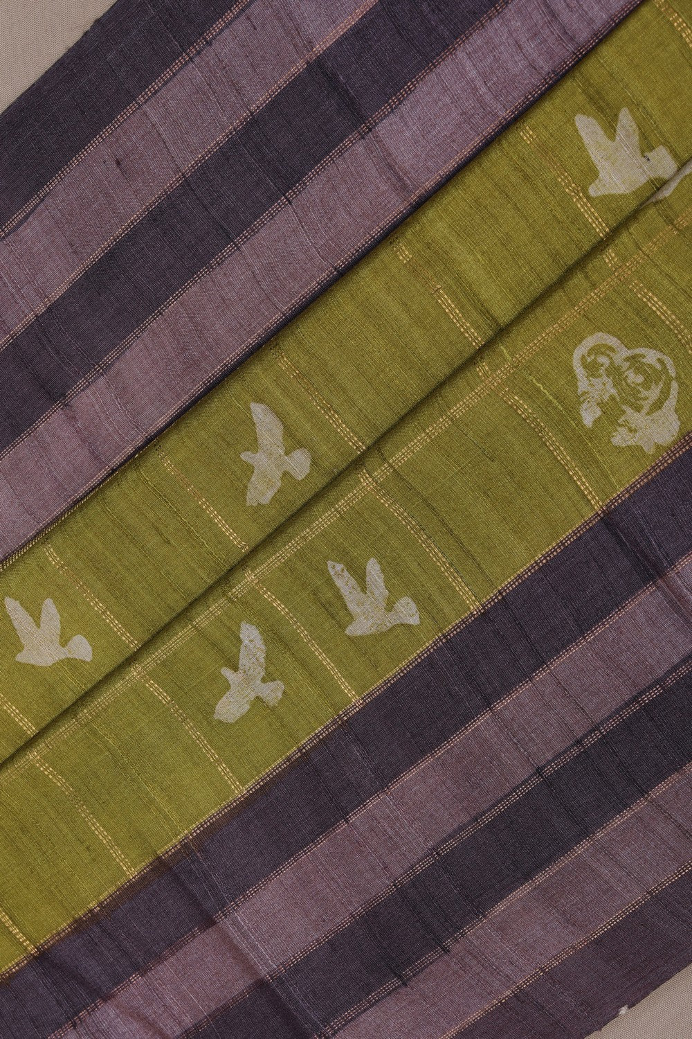 Image of Tussar Silk Green Saree