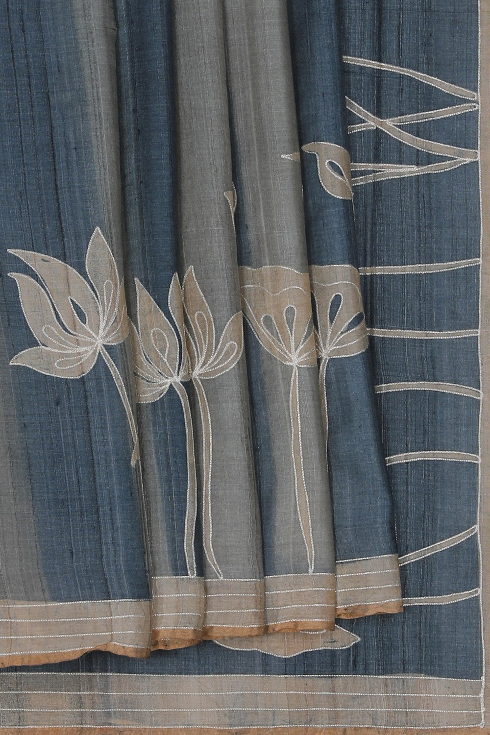 Image of Tussar Silk Grey Saree