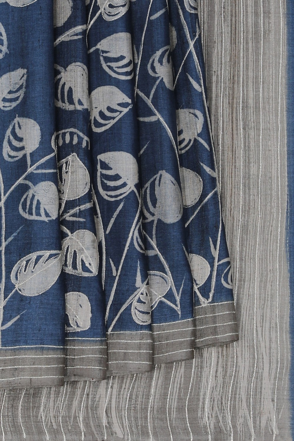Image of Tussar Silk Blue Saree