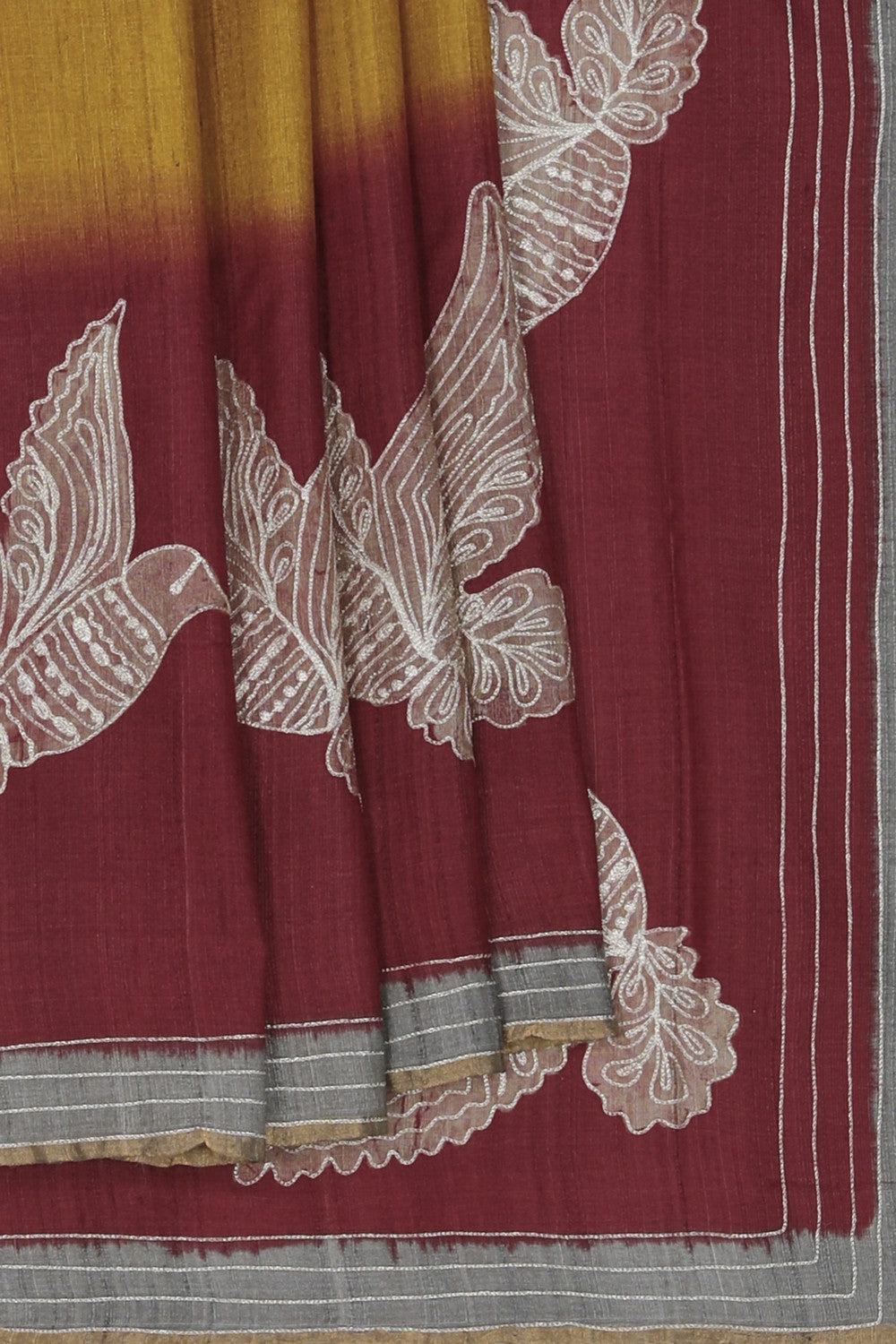 Image of Tussar Silk Embroidered Saree
