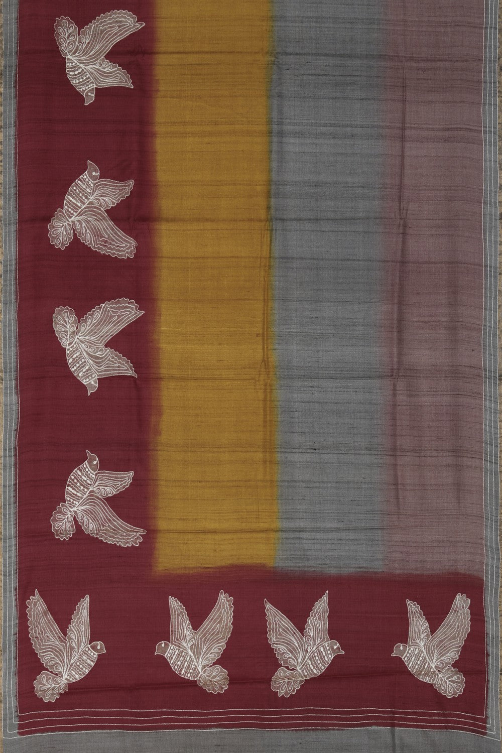 Image of Tussar Silk Embroidered Saree