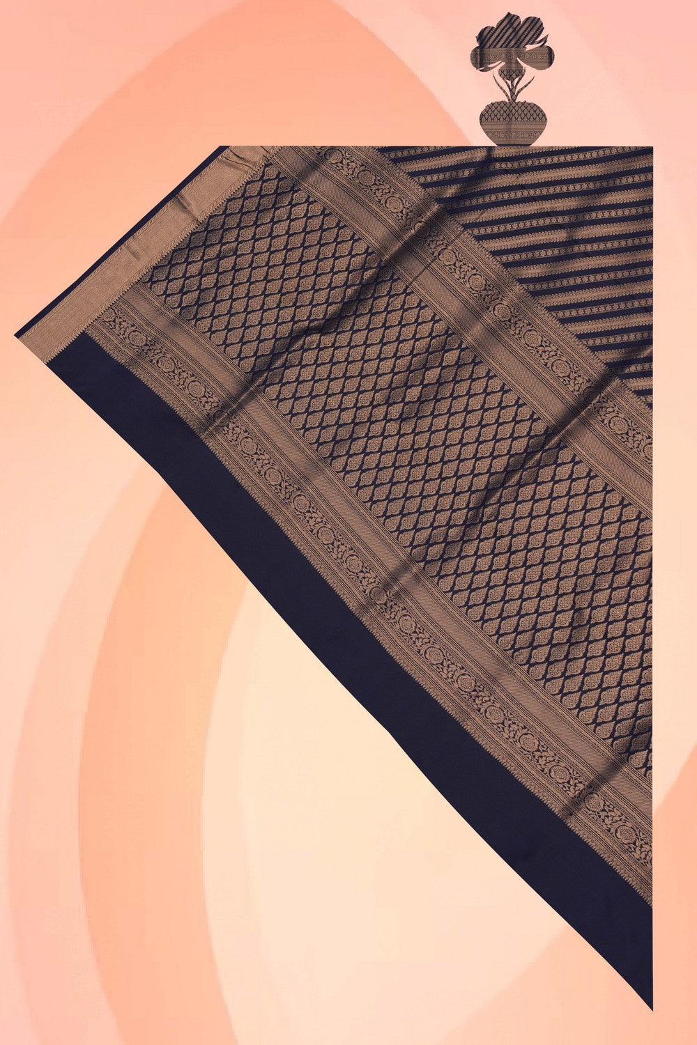 Image of South Silk Navy Blue Dupatta