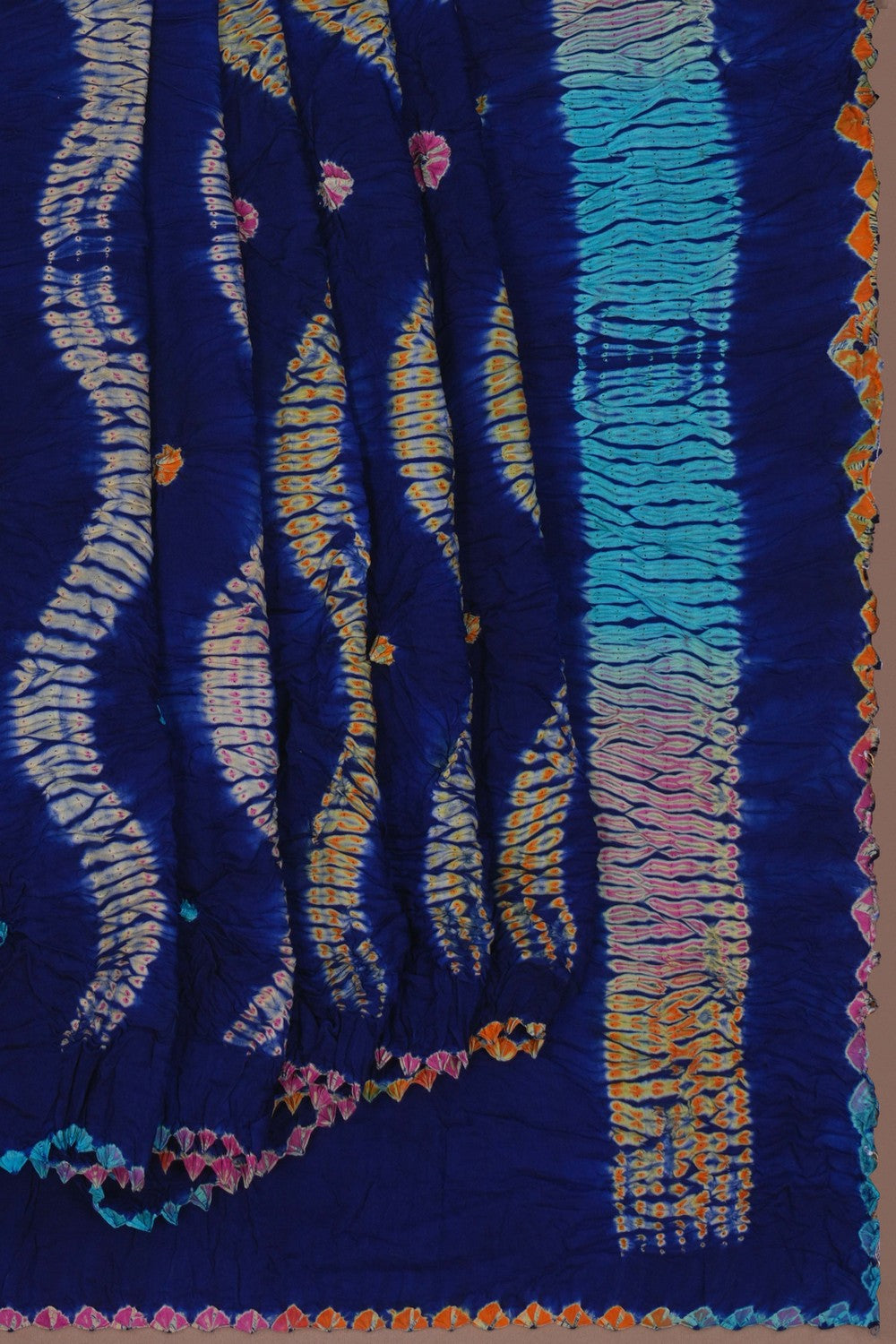 Image of Satin Bandhani Indigo Blue Saree