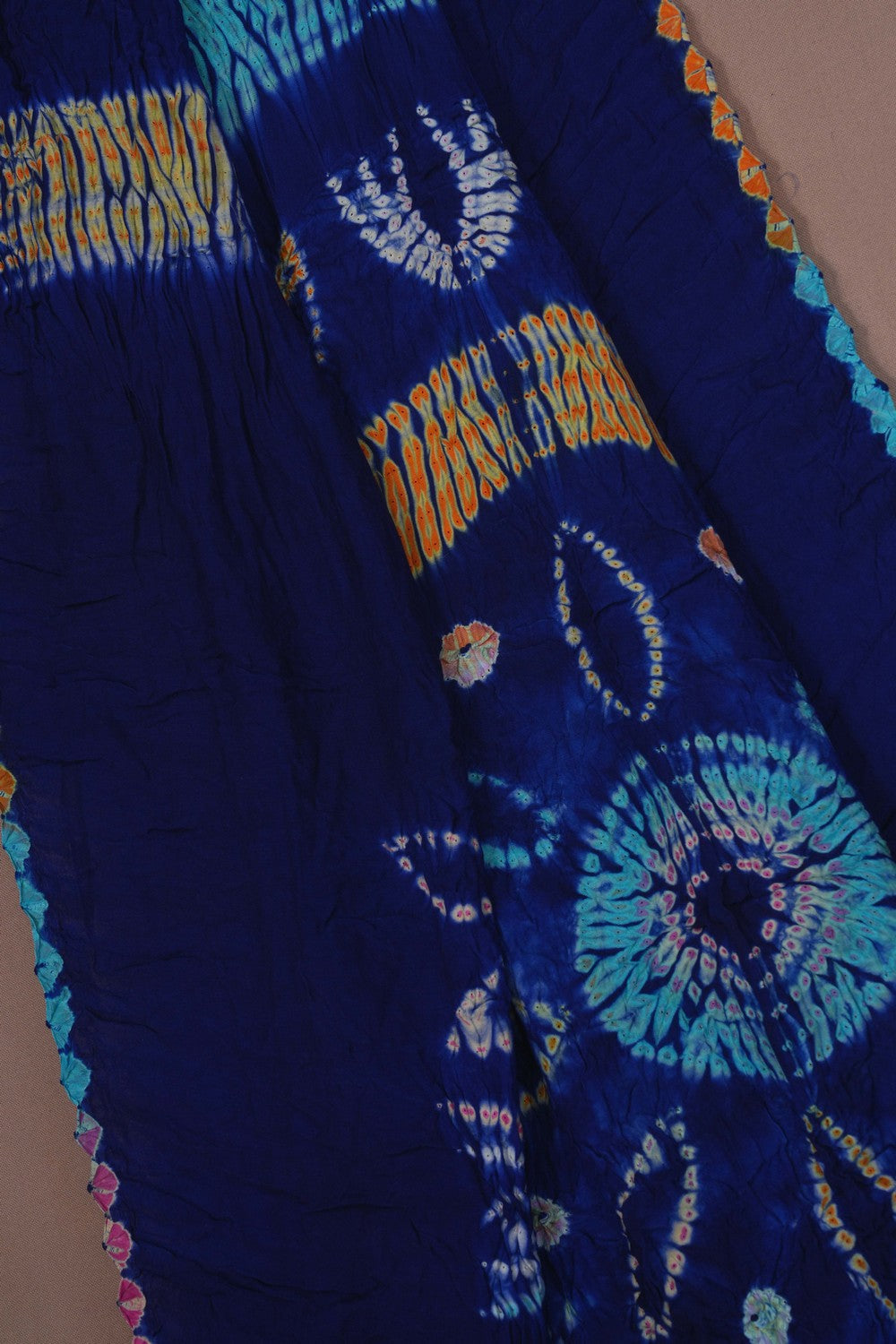 Image of Satin Bandhani Indigo Blue Saree