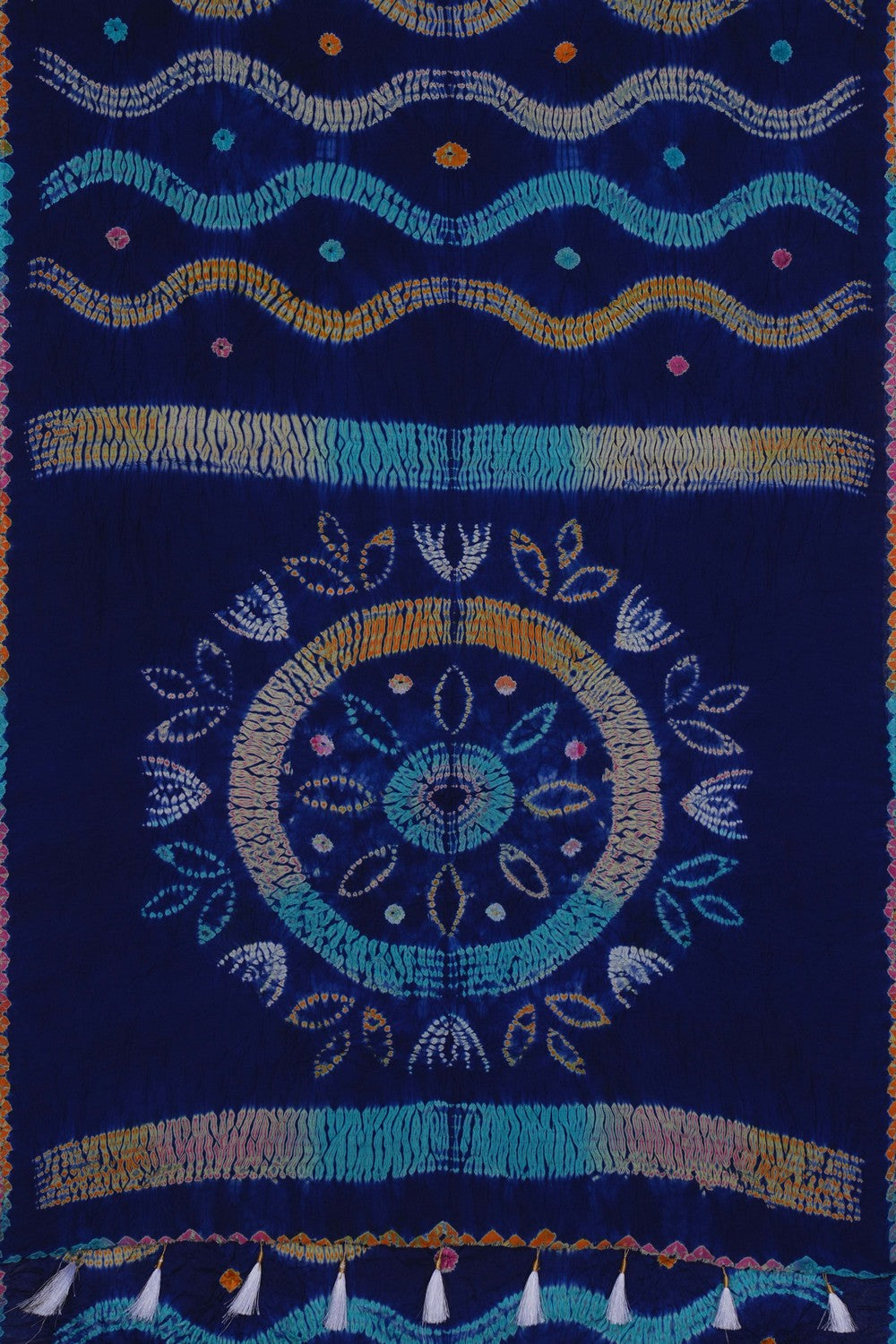 Image of Satin Bandhani Indigo Blue Saree