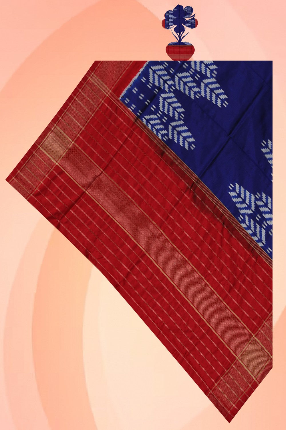 Image of Pochampally Ikat Silk Indigo Blue Dupatta