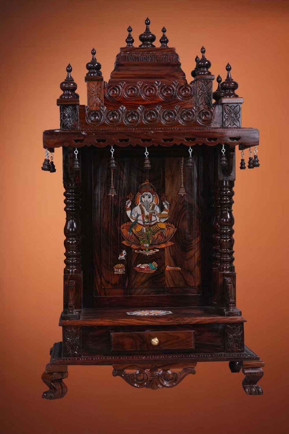 Image of Pooja Temple in Rosewood With Ganesha Inlay