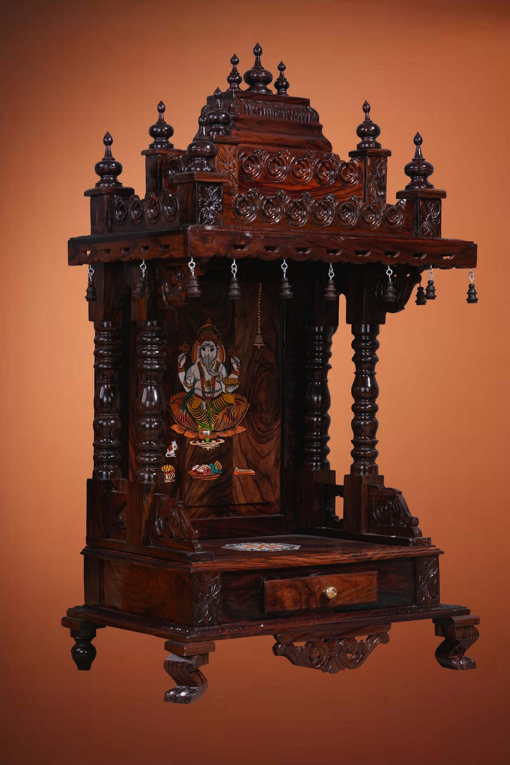 Image of Pooja Temple in Rosewood With Ganesha Inlay