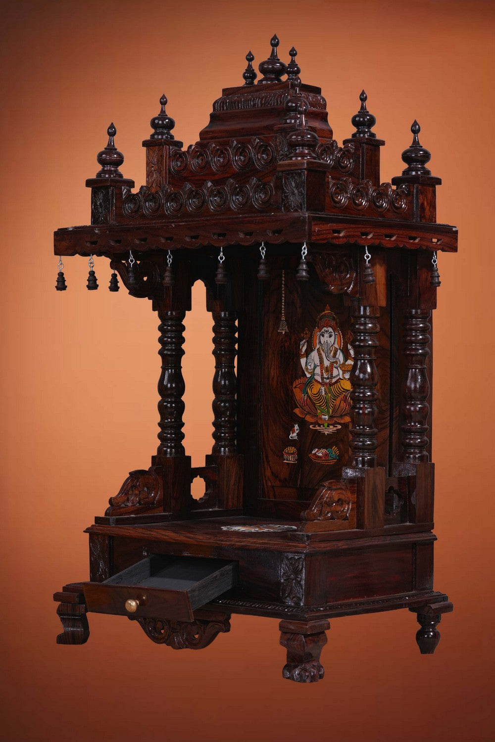 Image of Pooja Temple in Rosewood With Ganesha Inlay