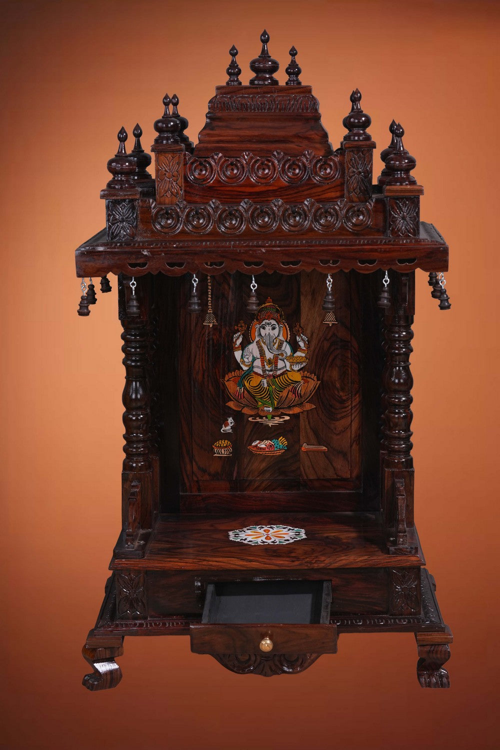 Image of Pooja Temple in Rosewood With Ganesha Inlay