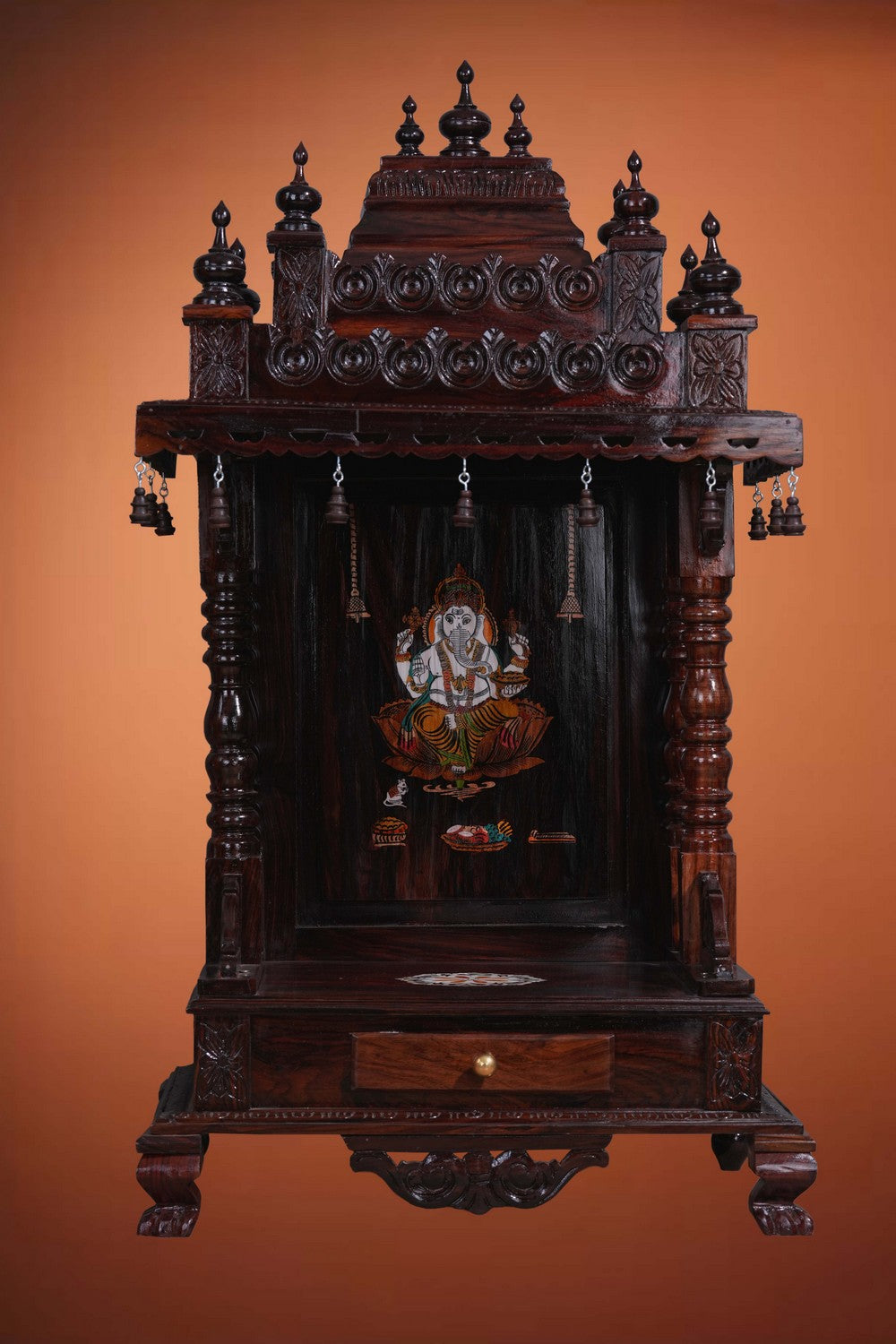 Image of Pooja Temple in Rosewood With Ganesha Inlay