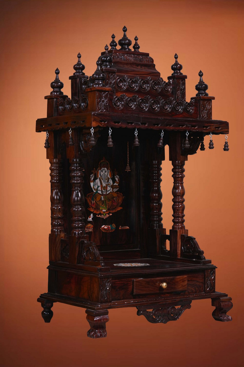 Image of Pooja Temple in Rosewood With Ganesha Inlay
