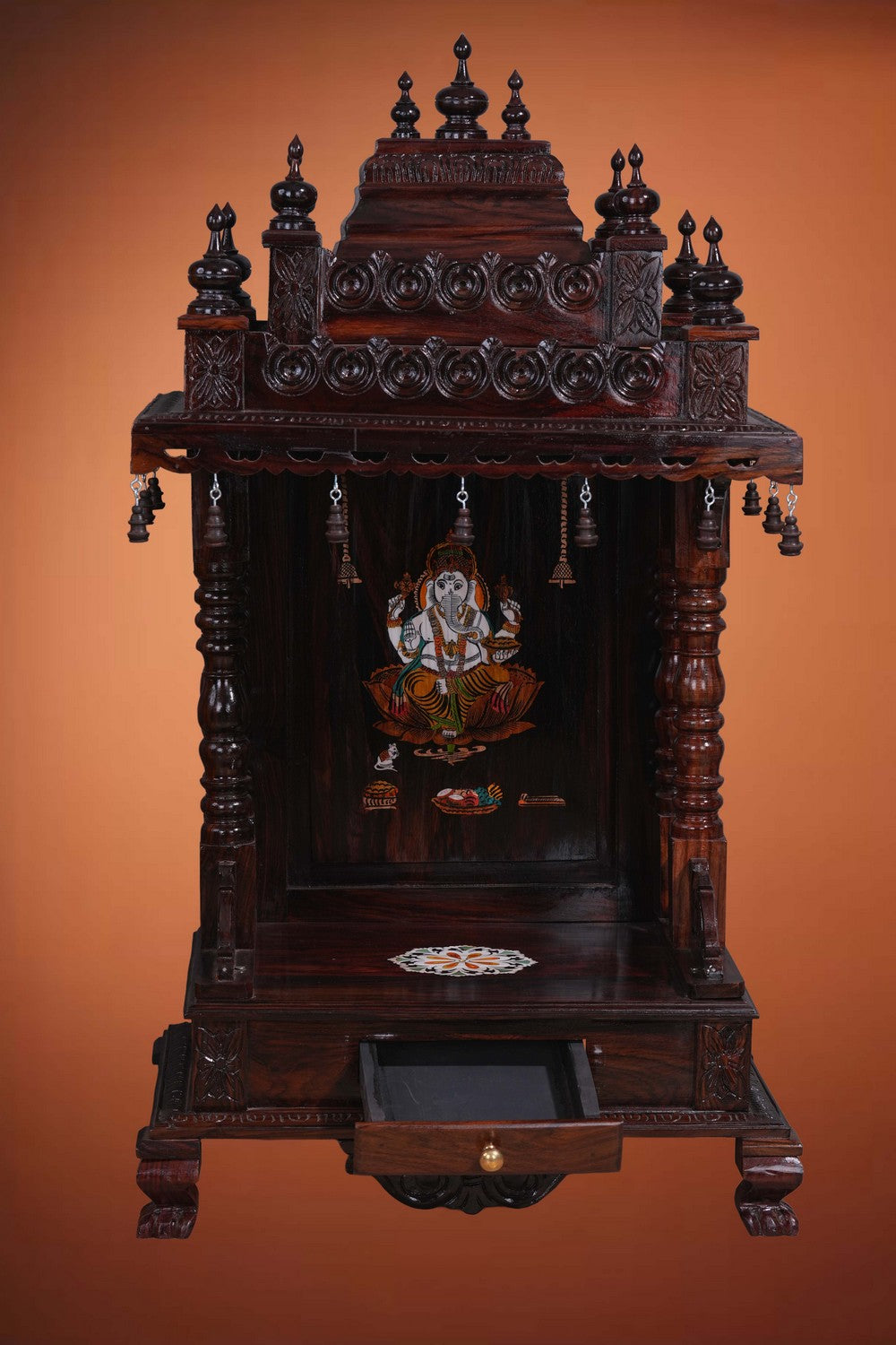Image of Pooja Temple in Rosewood With Ganesha Inlay